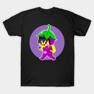 cute and funny eggplant cartoon character T-Shirt